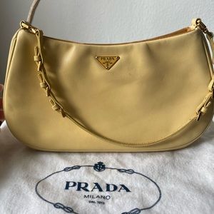 Vintage yellow Prada shoulder bag with triangle logo